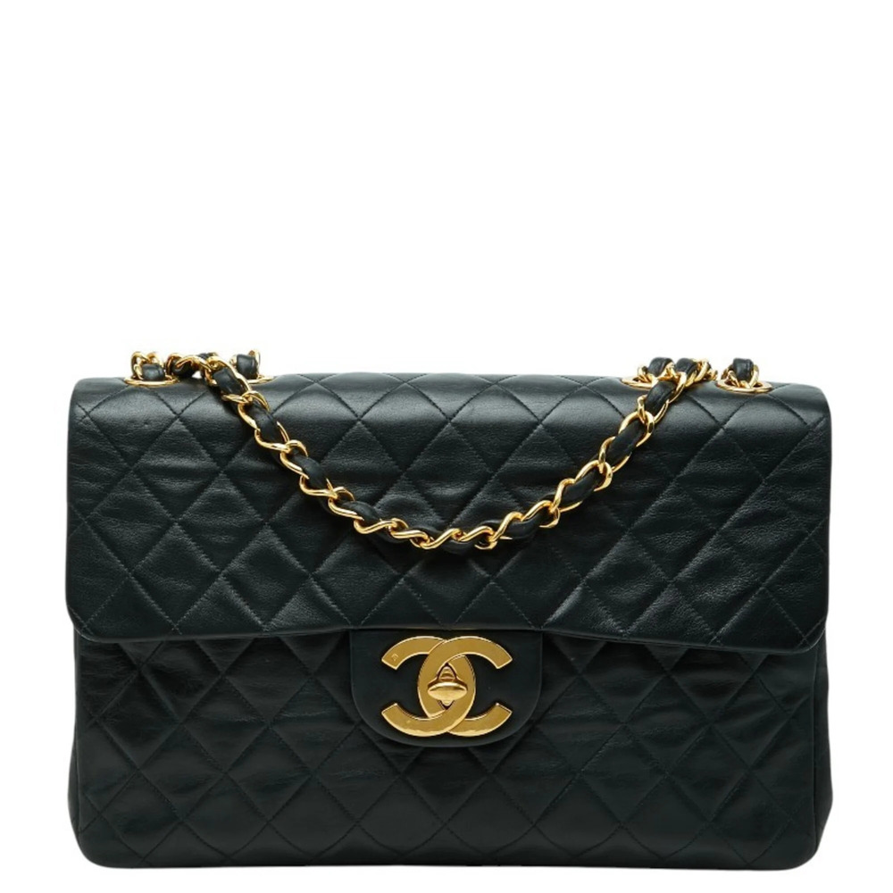 Chanel Coco Mark Matelassé Chain Shoulder Bag, Black Leather, Women's CHANEL